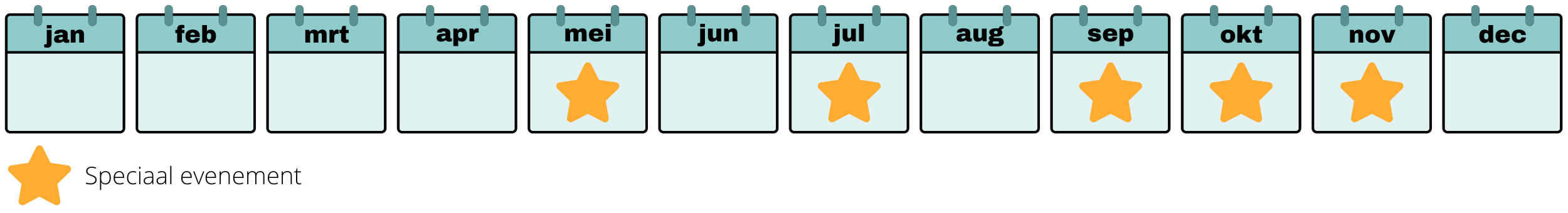 evenementen kalender voor kanaaleilanden met sterren.