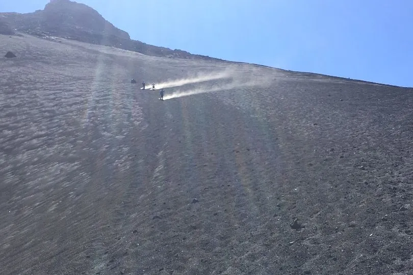 Abrutschen vom Vulkan