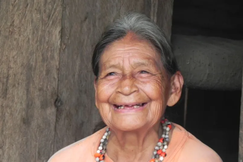 Glimlachende lokale vrouw in Peru