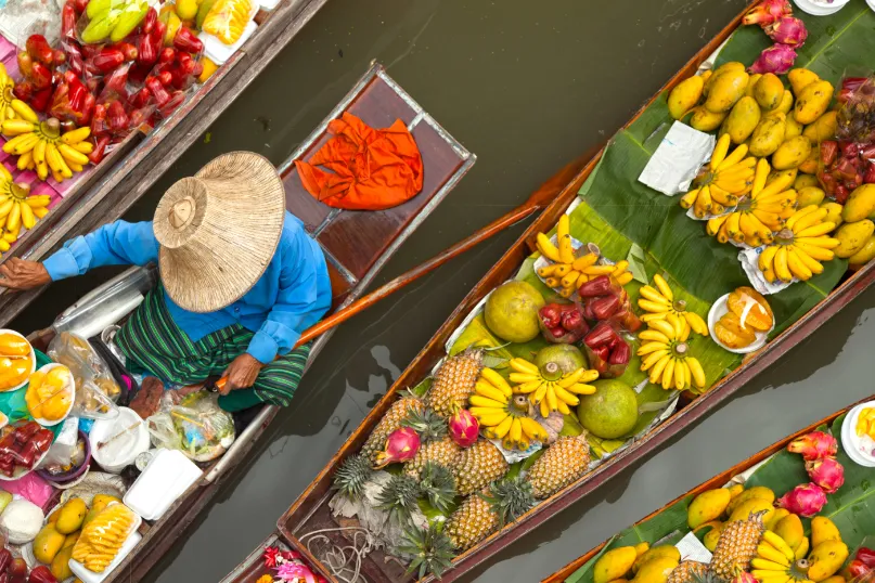 Thailand drijvende markt fruit