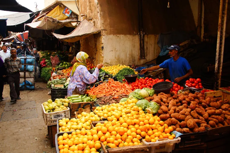 Roadtrip Marokko Fes fruitmarkt