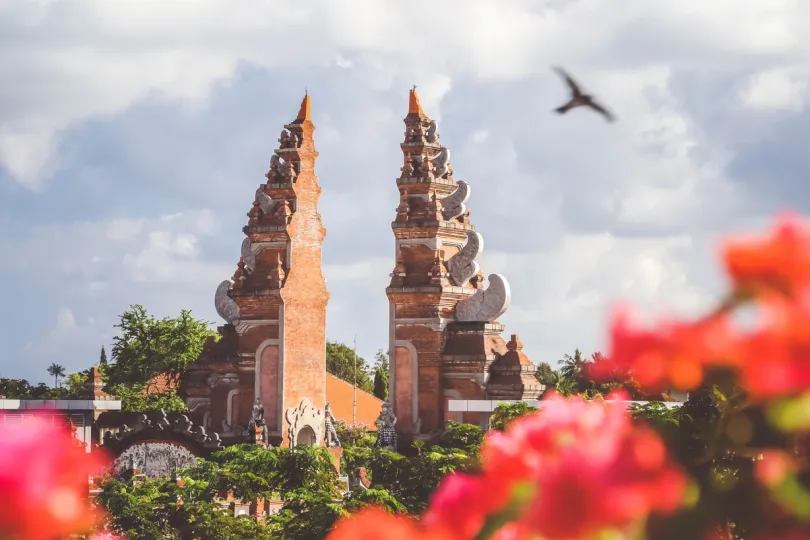 uitzich op tempel, Bali