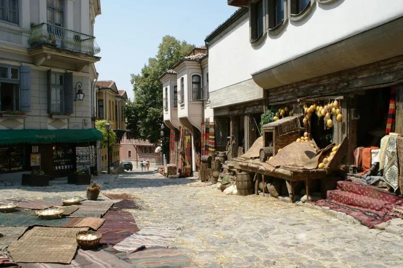 Straat in Plovdiv Bulgarije