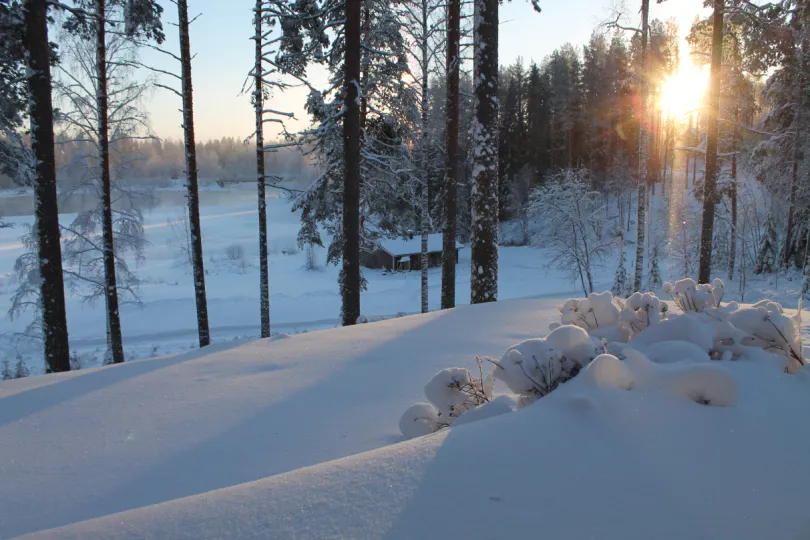 Finland winter hut in het bos