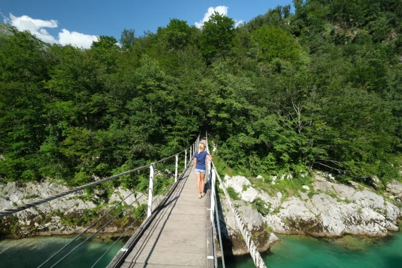 Soca vallei met kinderen, Slovenië