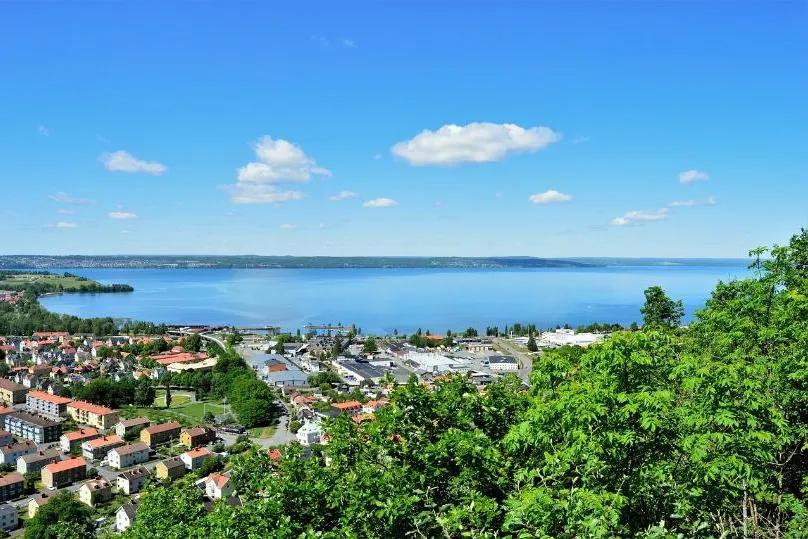 Zweden Huskvarna stadje bij Vättern meer.