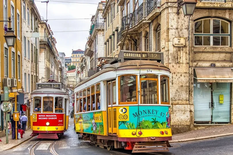 Trams in Lissabon Portugal