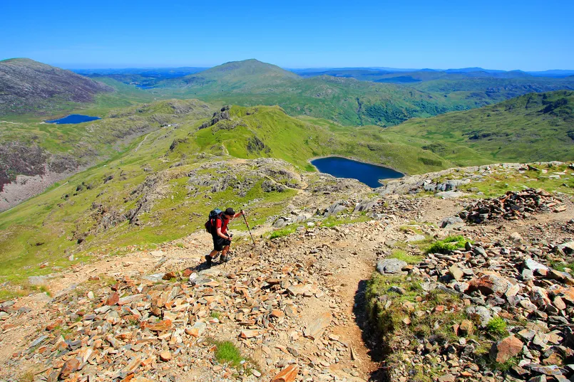 Wandelaar in het Snowdonia National Park.