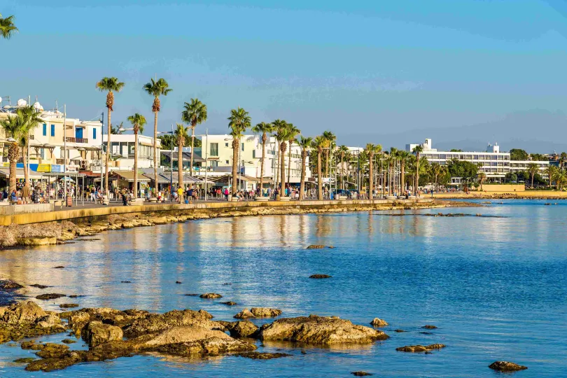 Uitzicht op de boulevard van Paphos.