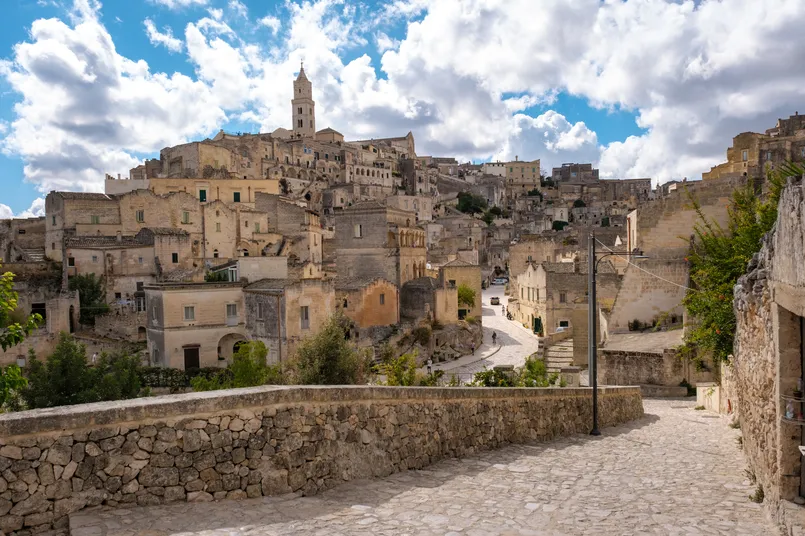 Oude gebouwen in Matera, Puglia.