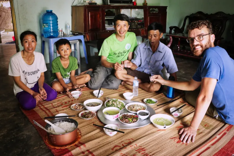 Reiservaringen Vietnam, eten in een homestay.