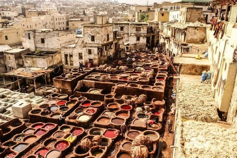 Individuele rondreis Marokko - leerlooierij in de stad Fes.
