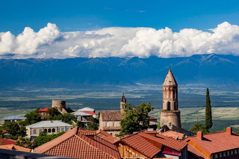 Sighnaghi Bergen aussicht.