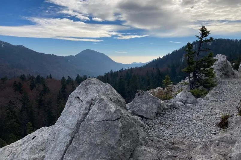 Een uitzicht op de bergen.