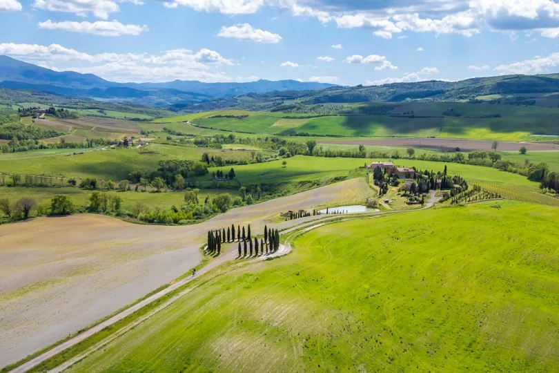 Landschap in Toscane met cypressen