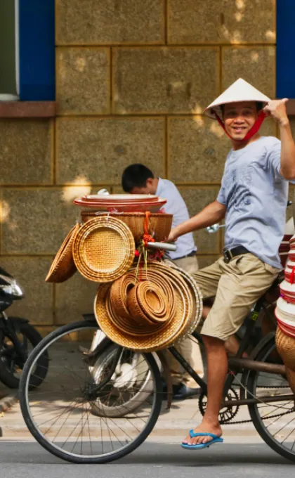 Vietnam Hanoi local op fiets