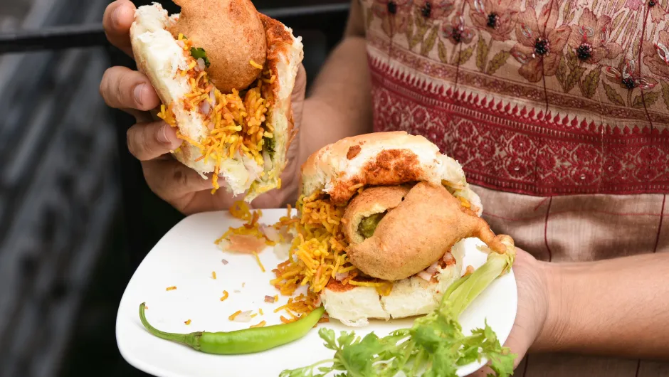 Vegetarisch eten in India vegetarisch gerecht Vada Pavpaav Maharashtra