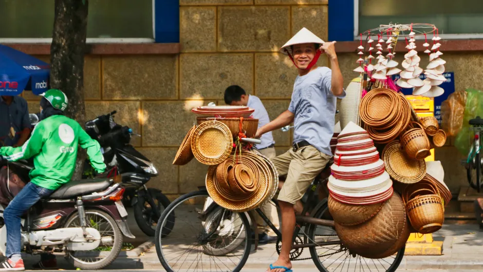 Vietnam Hanoit local op fiets