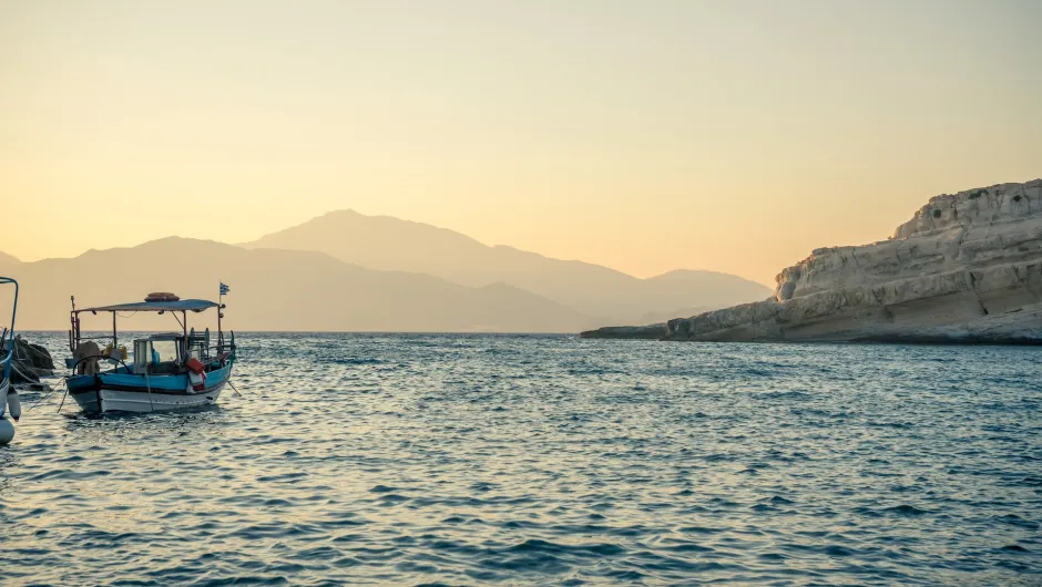 Boot zonsondergang Griekenland