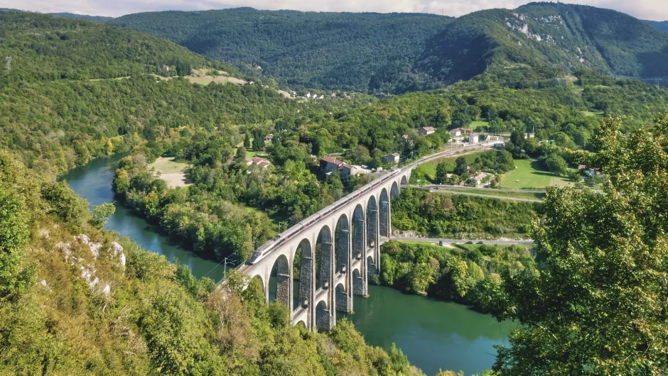 Frankrijk trein op brug