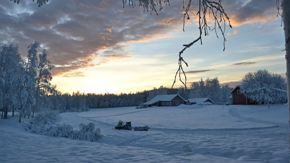 Rondreis Zweeds Lapland, zonsondergang.