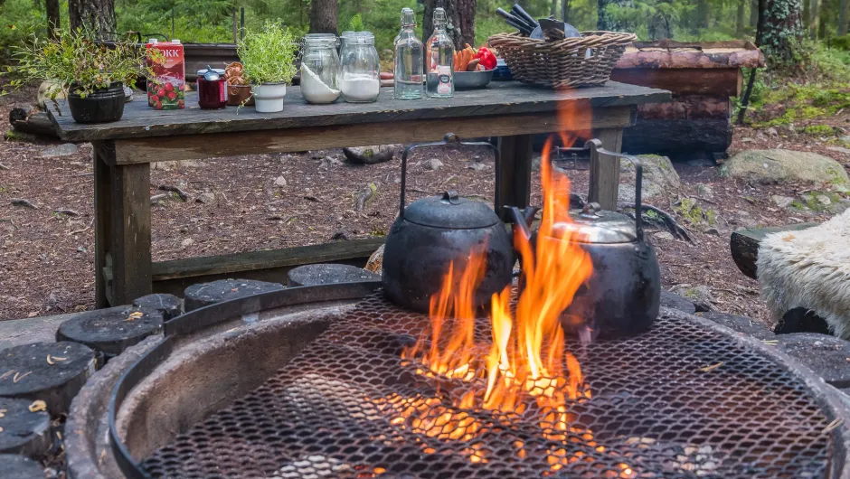 Beste reistijd Zweden - koken in de natuur.