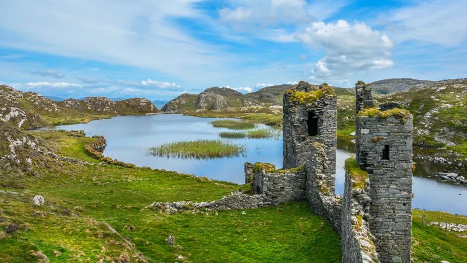 Landschap met ruïnes in Cork, Ierland.