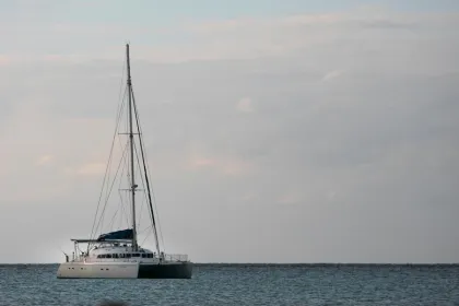 Catamaran boot op het water.