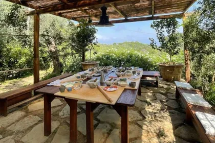 Kookworkshop buiten in Italië.