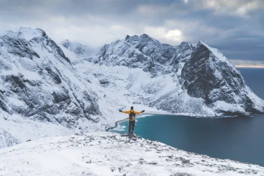 Noorwegen Lofoten berg sneeuw