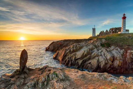 De vuurtoren van Saint-Mathieu in Bretagne, Frankrijk.